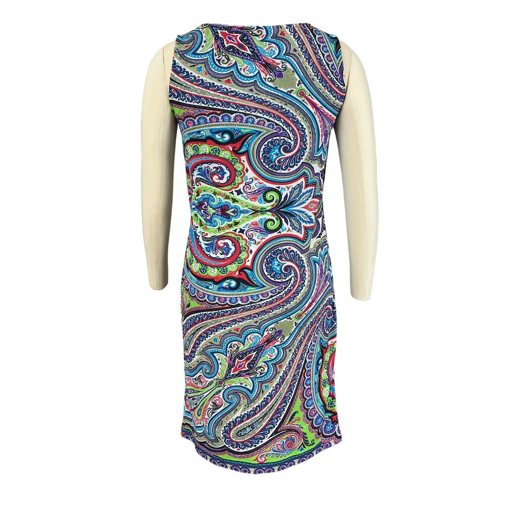 Etro Milano Paisely Shift Dress 42 /US 6 Sleeveless Square Neck Chic Italy BOHO - Picture 4 of 13